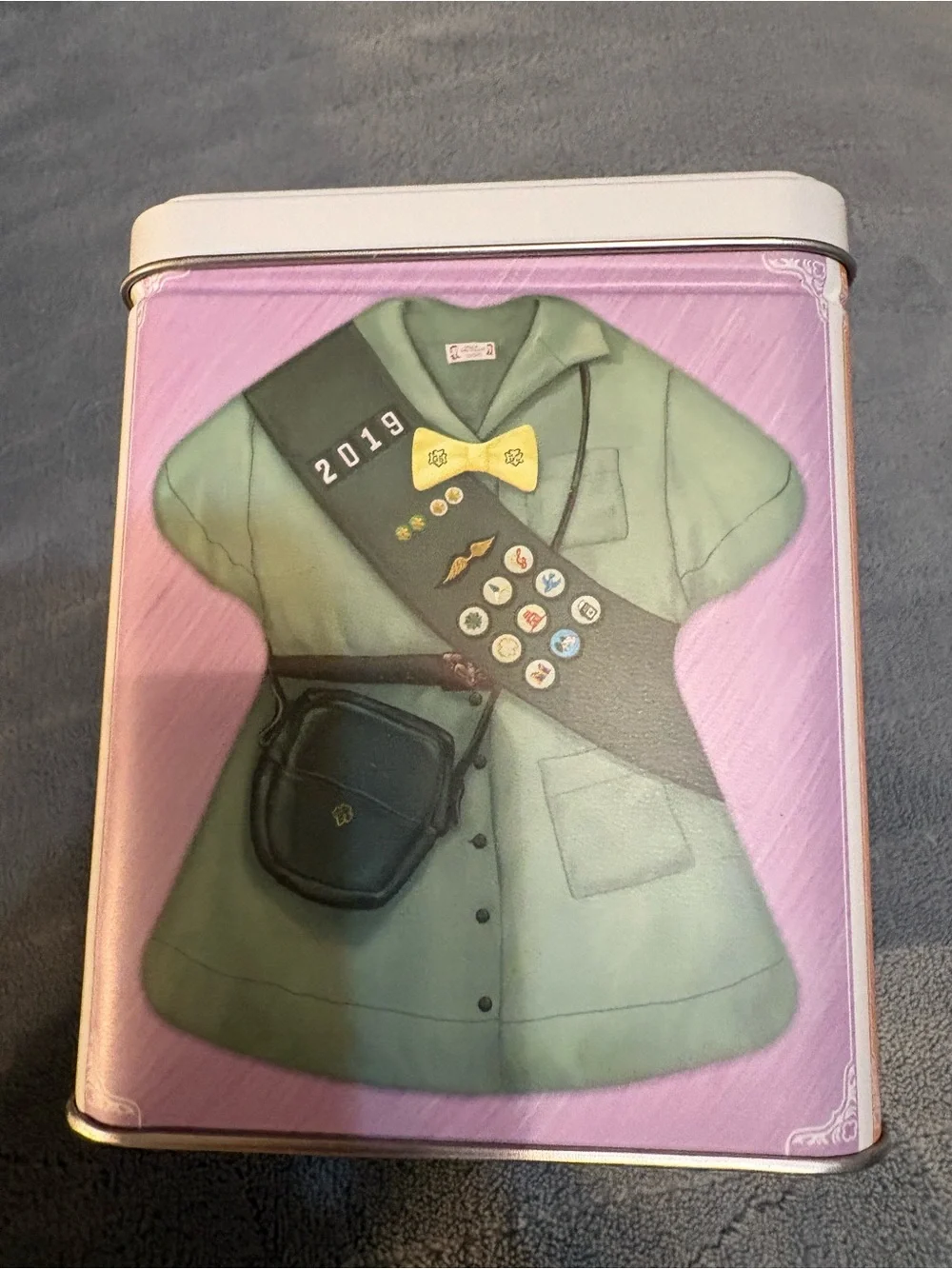 Girl Scout Gold Metal Decorative Square tin